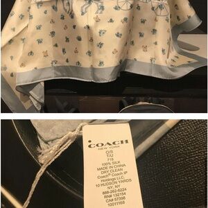 Coach Silk Scarf with Blue Floral Design